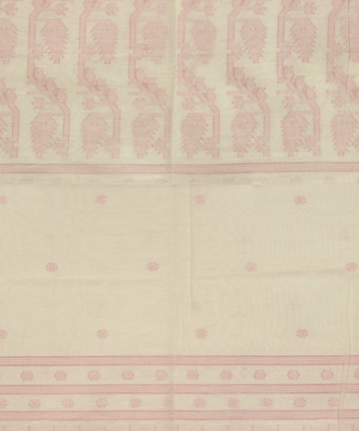 Off white red handwoven bengal cotton saree