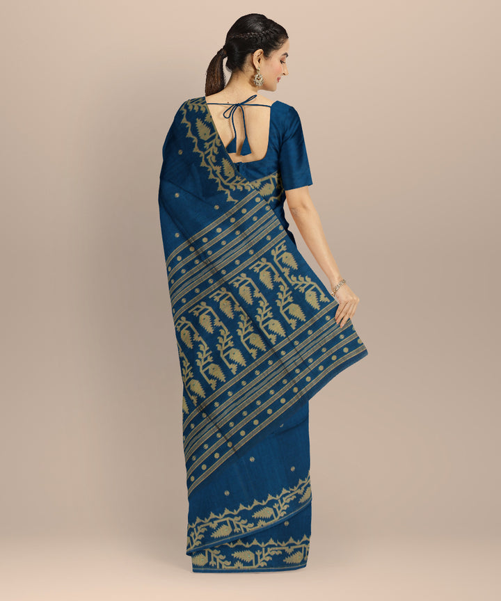 Turquoise handloom bengal cotton saree