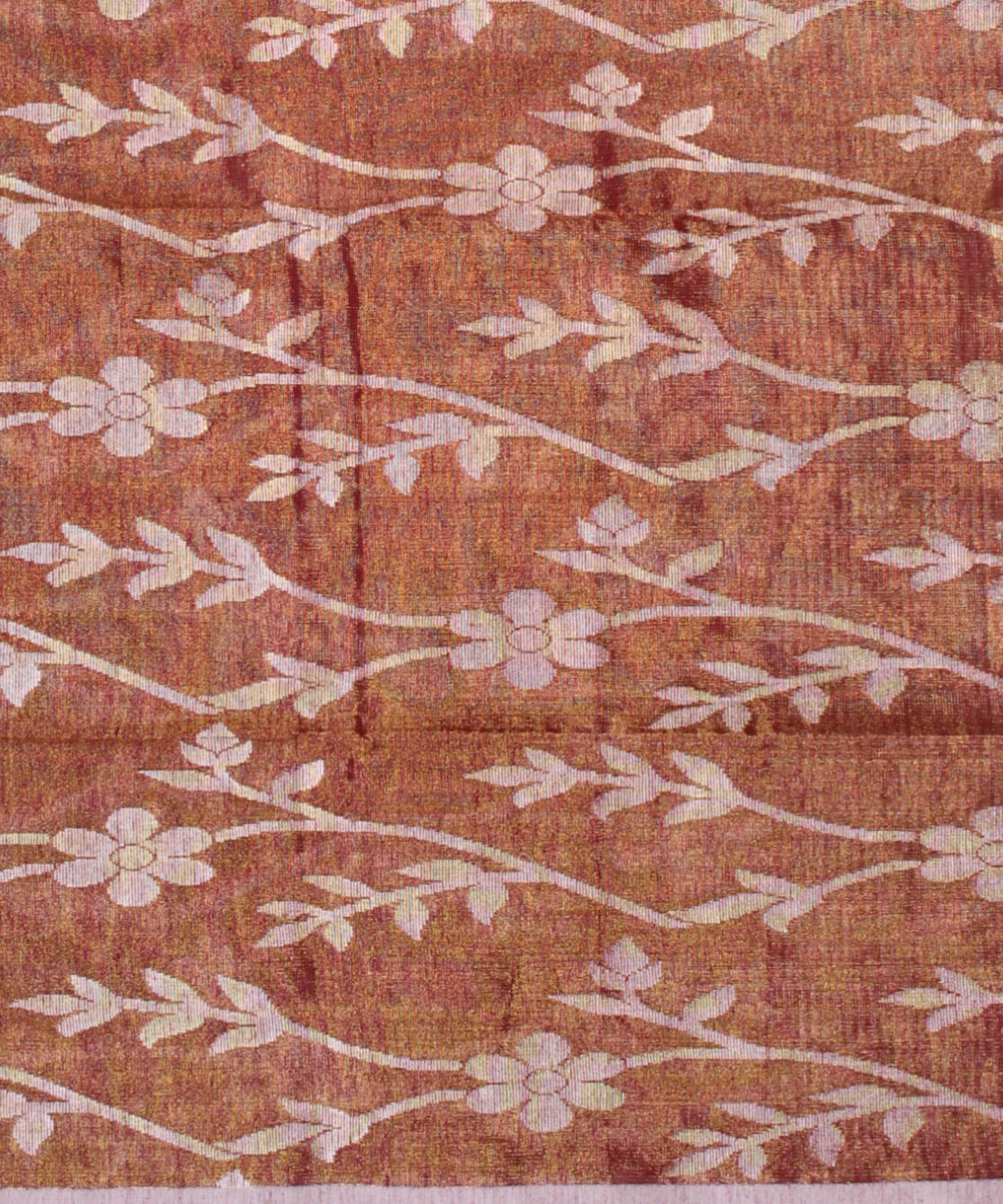 Brown bengal tissu cotton handloom saree