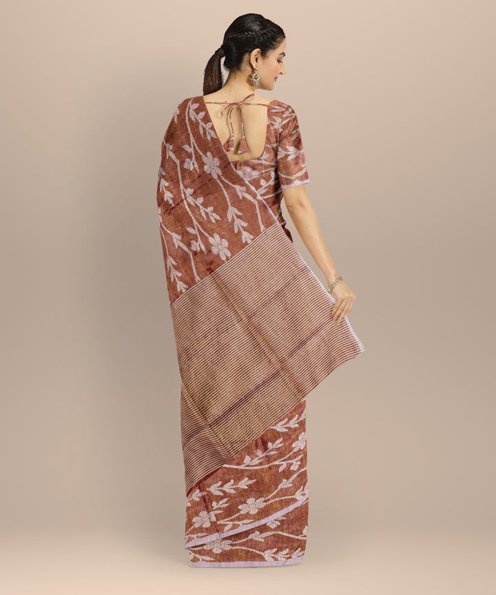 Brown bengal tissu cotton handloom saree