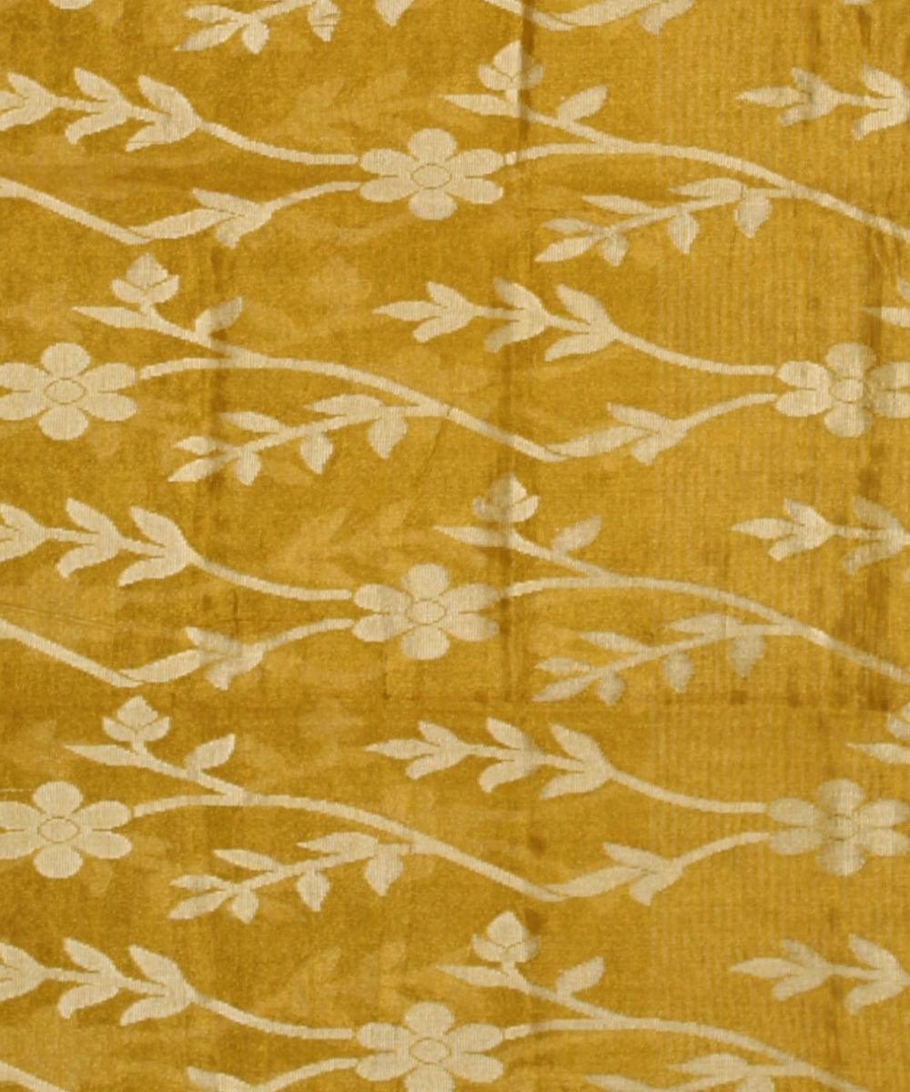 Mustard handloom bengal tissu cotton silk saree