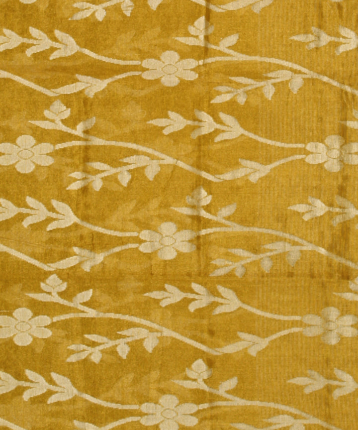 Mustard handloom bengal tissu cotton silk saree
