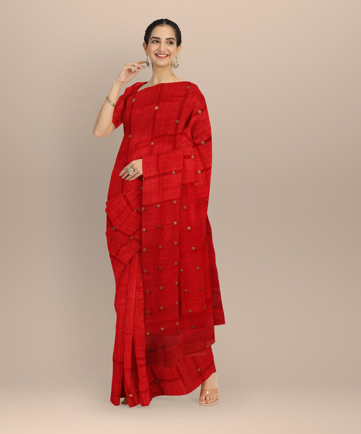 Red handloom bengal matka silk saree