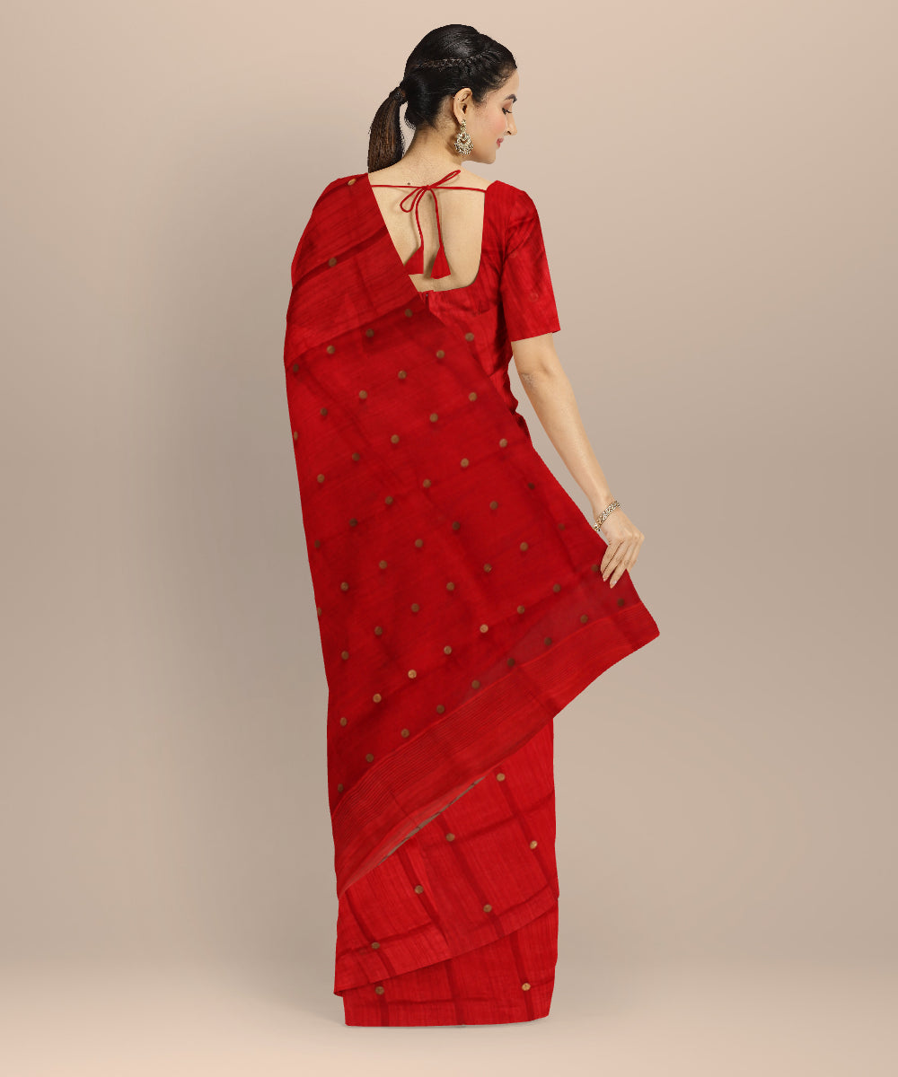 Red handloom bengal matka silk saree