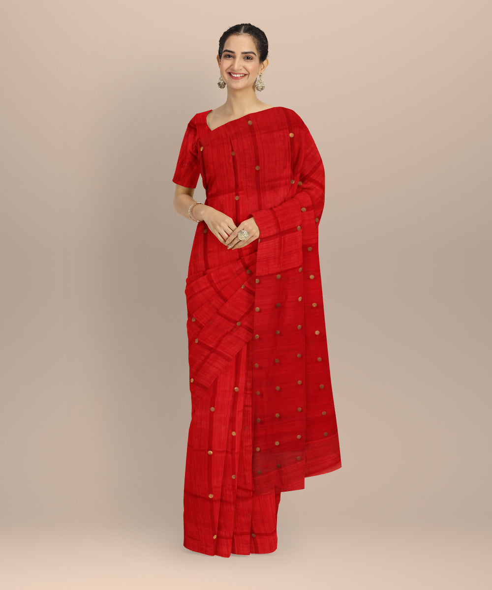 Red handloom bengal matka silk saree