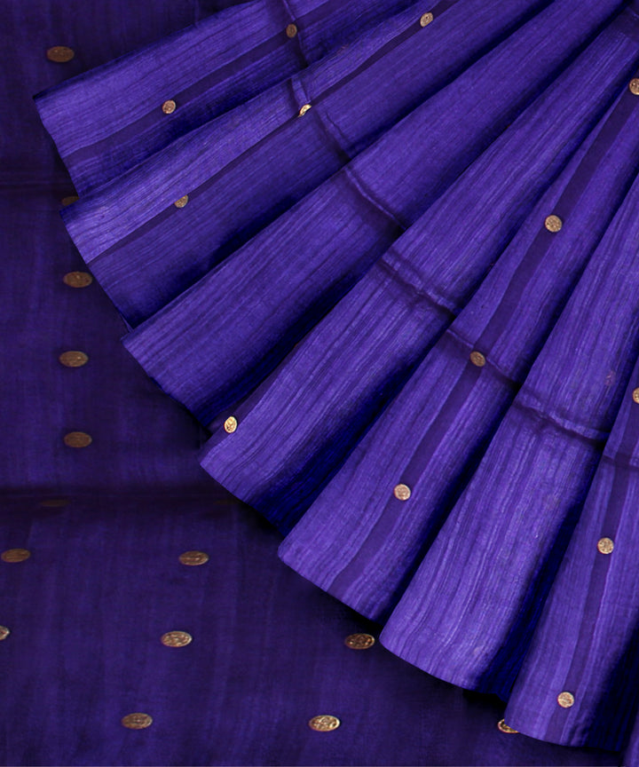 Navy blue handloom bengal matka silk saree