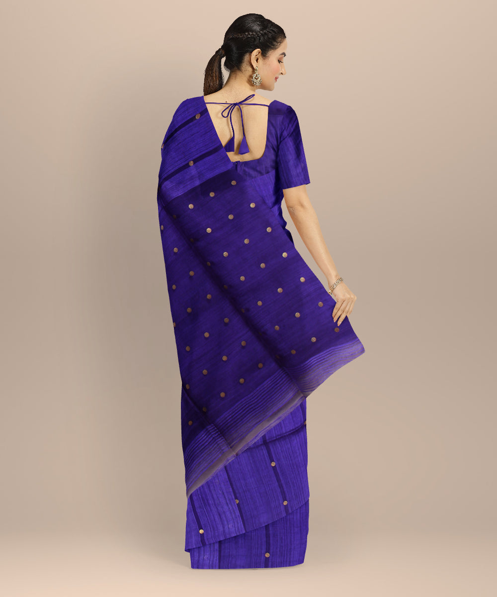 Navy blue handloom bengal matka silk saree