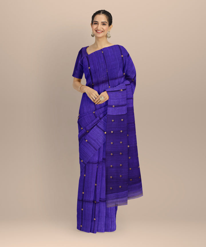 Navy blue handloom bengal matka silk saree