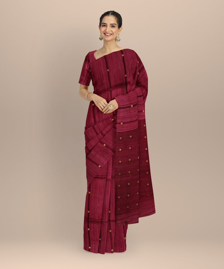 Wine handloom bengal matka silk saree