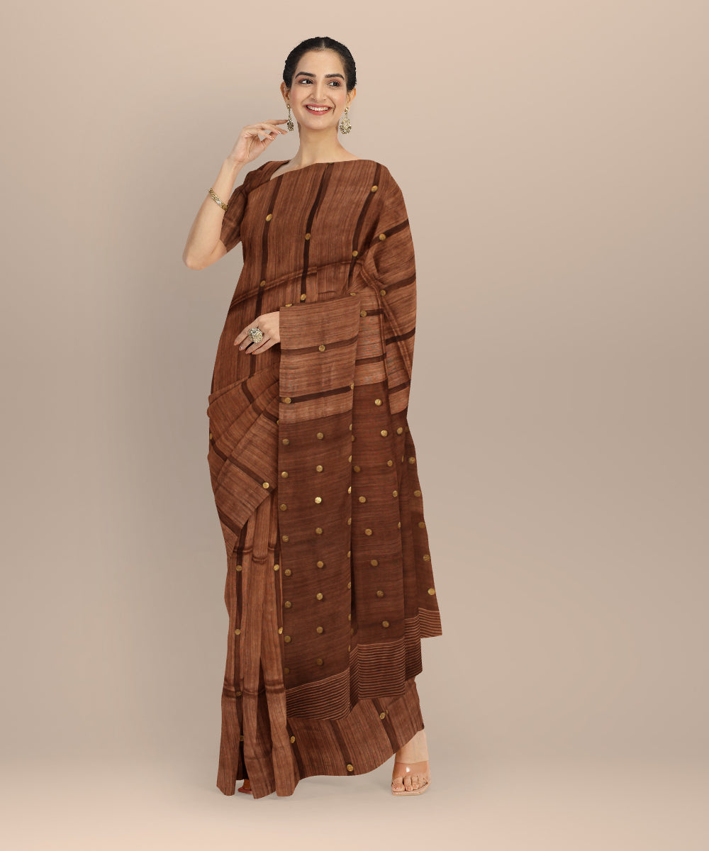 Brown handloom bengal matka silk saree