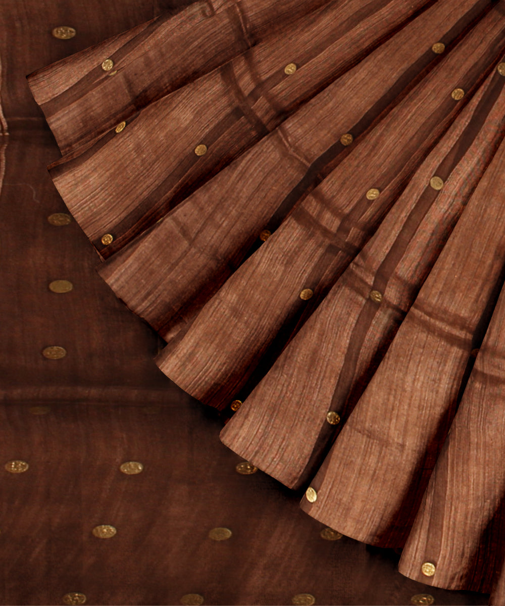 Brown handloom bengal matka silk saree