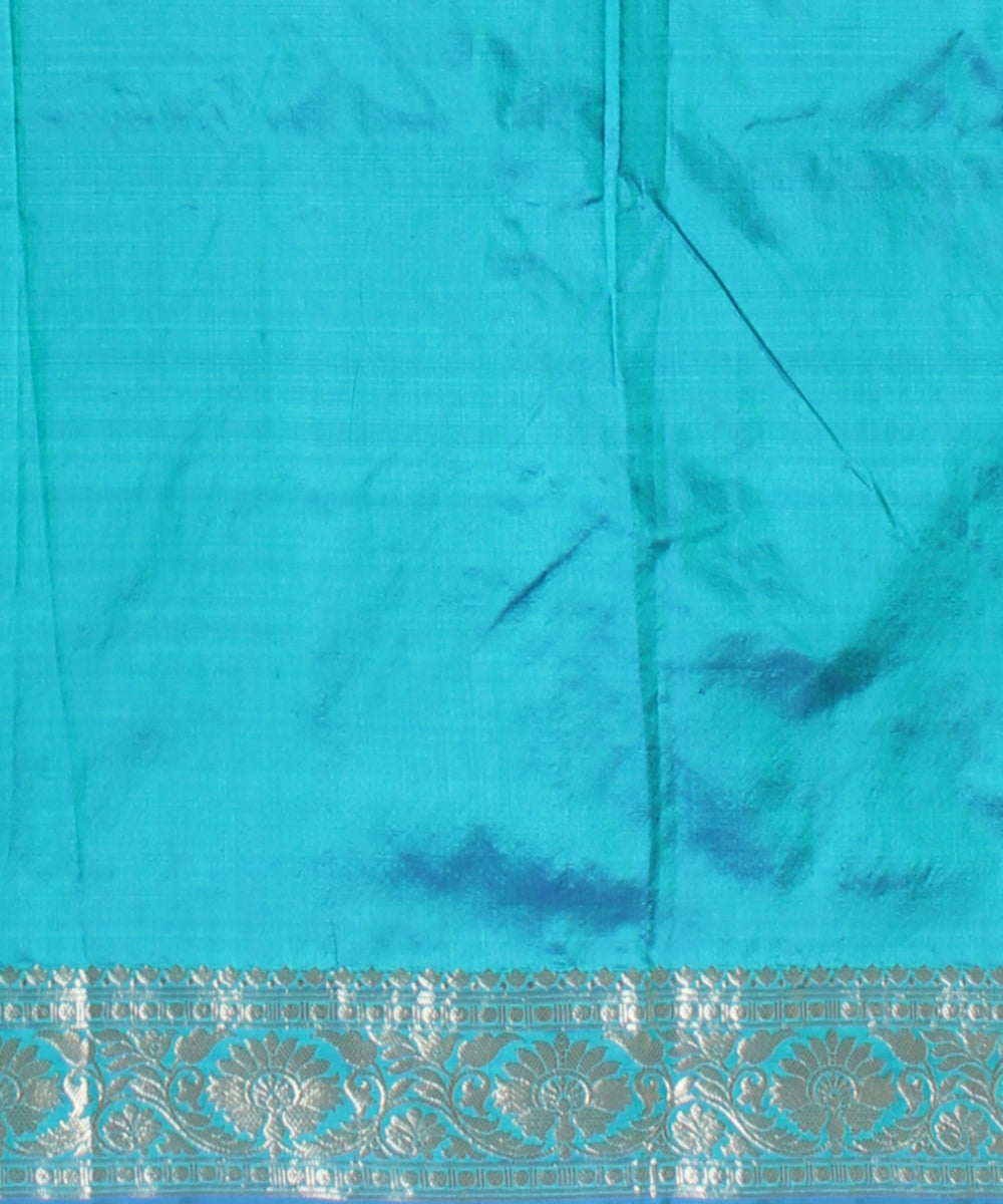 Sky blue silver zari silk handloom banarasi saree