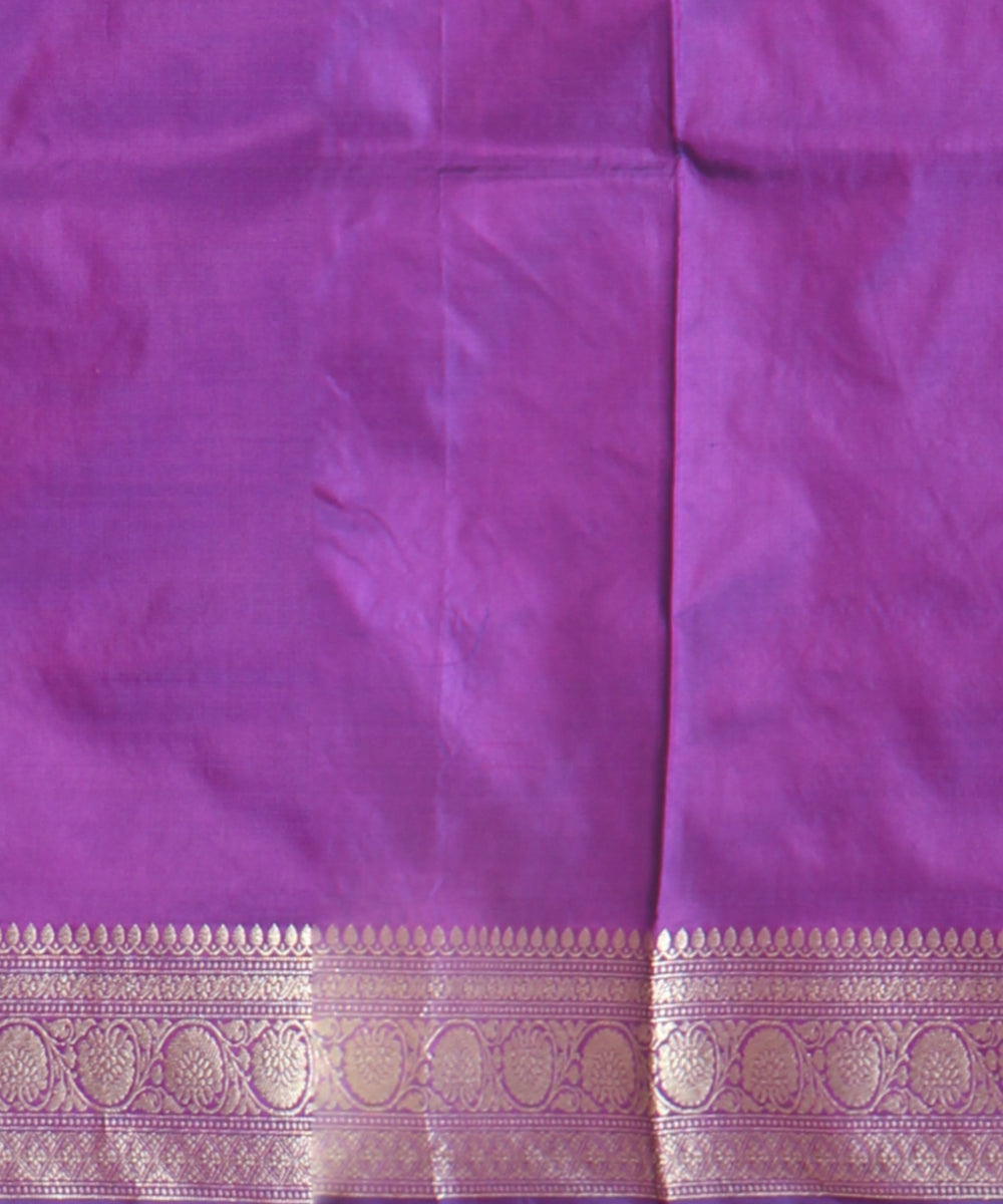 Violet silver zari handloom banarasi silk saree