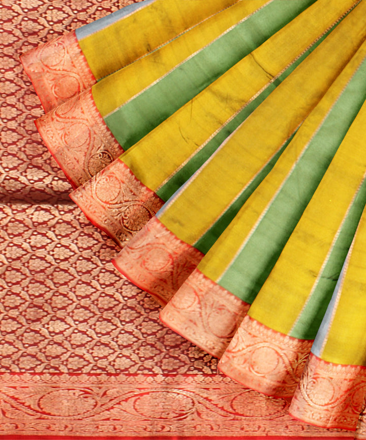 Multicolor striped silk handloom banarasi saree