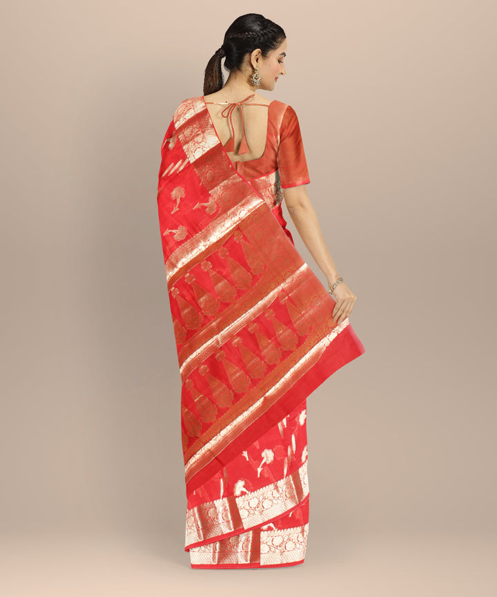 Red golden handloom silk banarasi saree