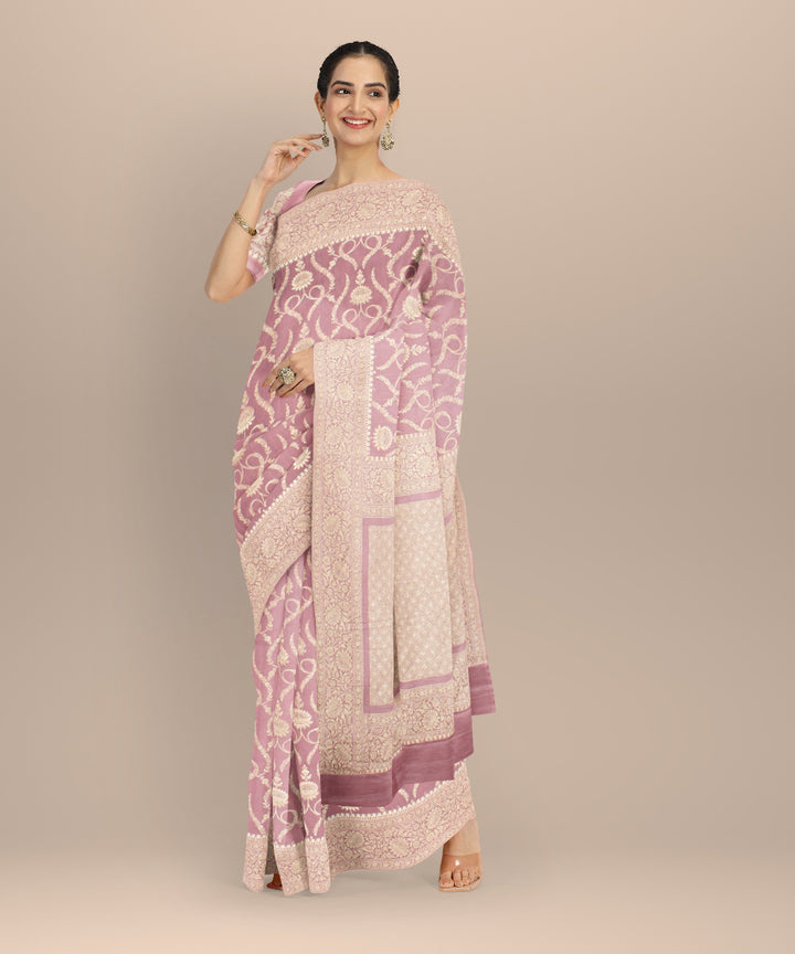 Peach golden silk handloom banarasi saree