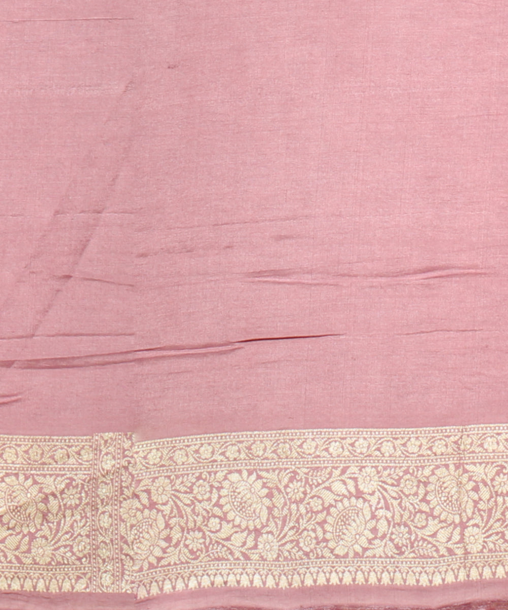 Peach golden silk handloom banarasi saree