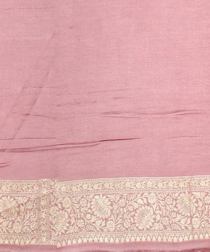 Peach golden silk handloom banarasi saree