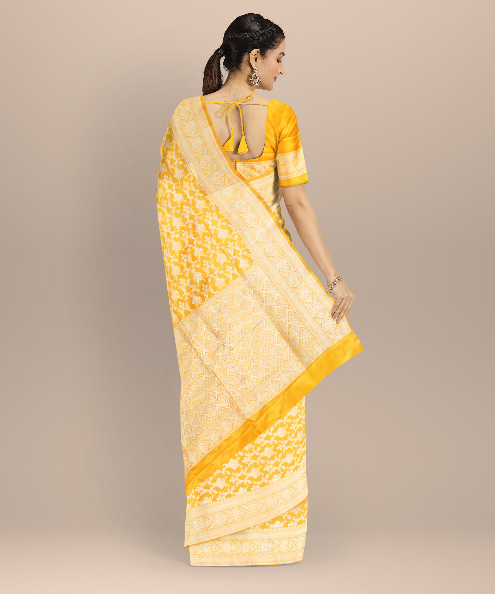 Teal green golden silk handloom banarasi saree