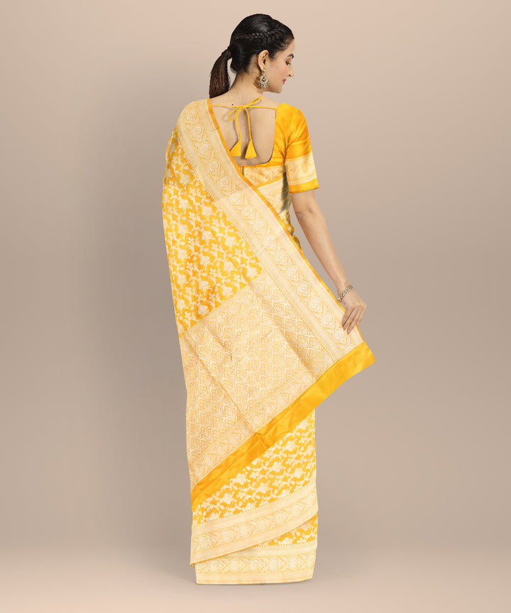 Teal green golden silk handloom banarasi saree