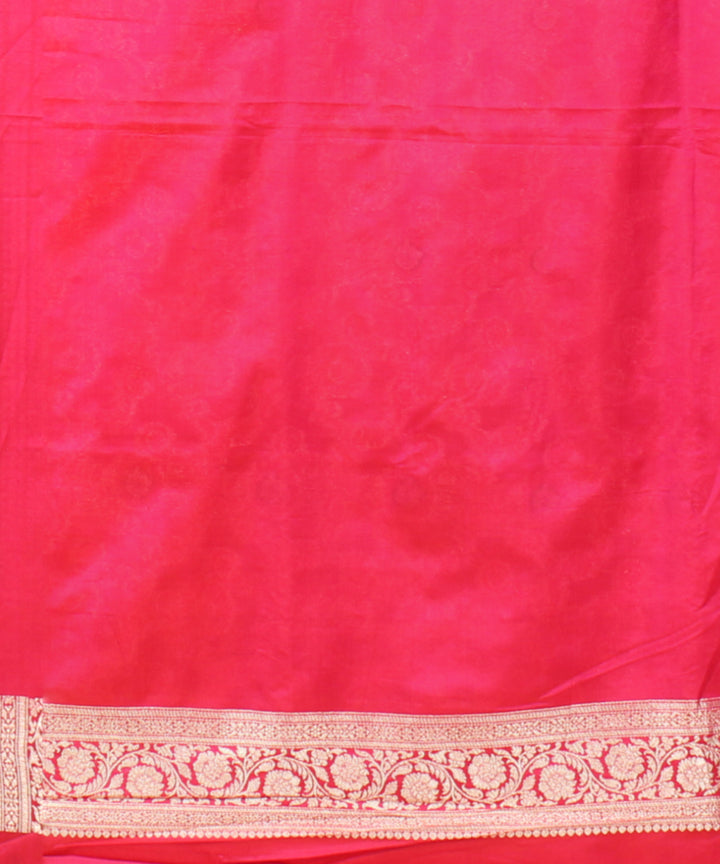Pink silver zari silk handloom banarasi saree