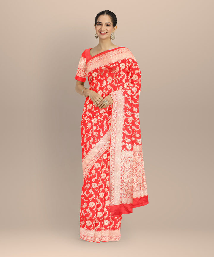 Red golden silk handloom banarasi saree