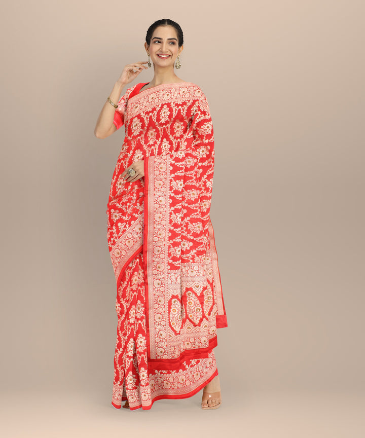 Red golden silk banarasi handloom saree