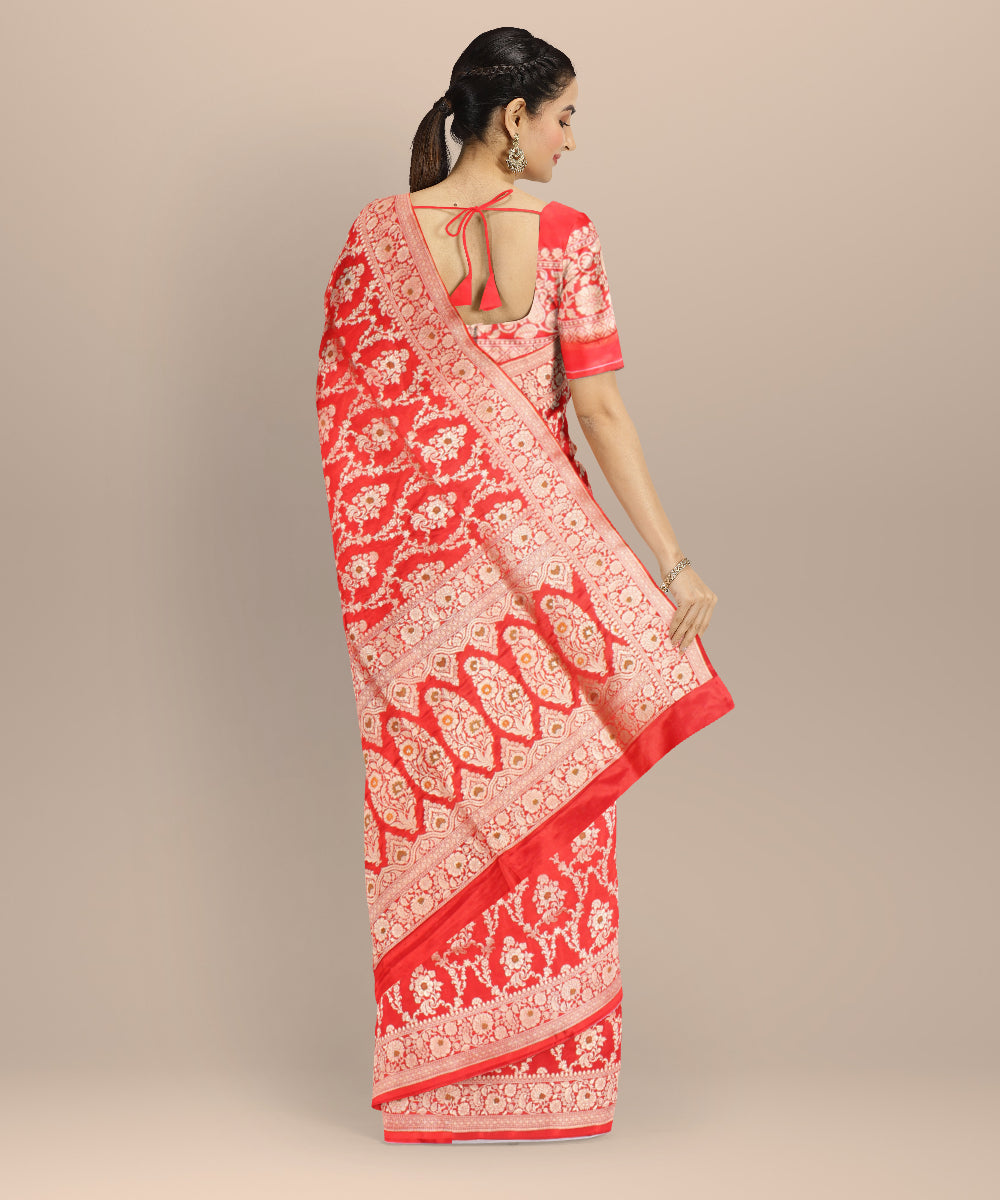 Red golden silk banarasi handloom saree