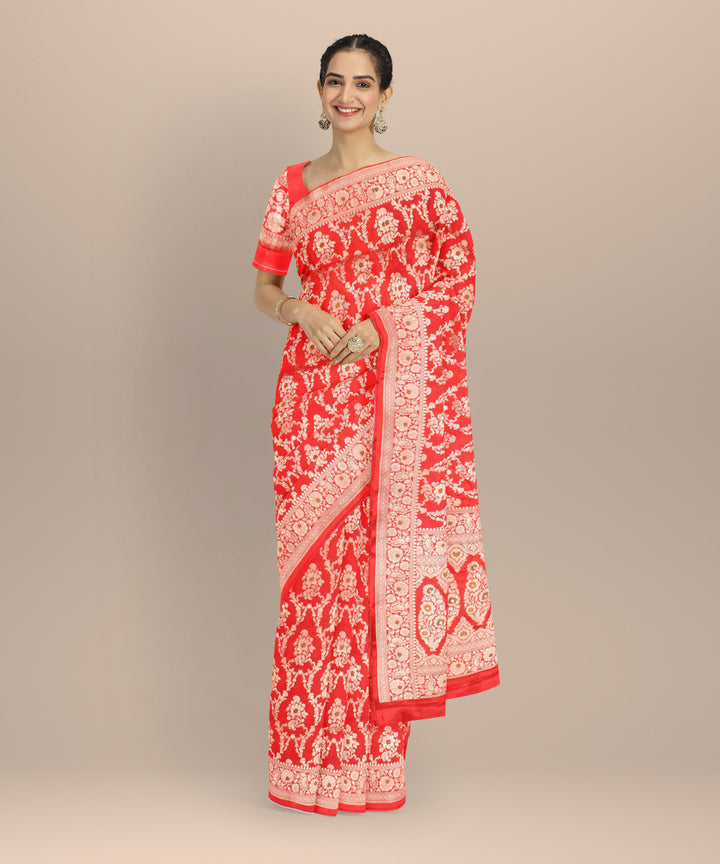 Red golden silk banarasi handloom saree