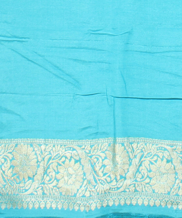 Sky blue golden silk handloom banarasi saree