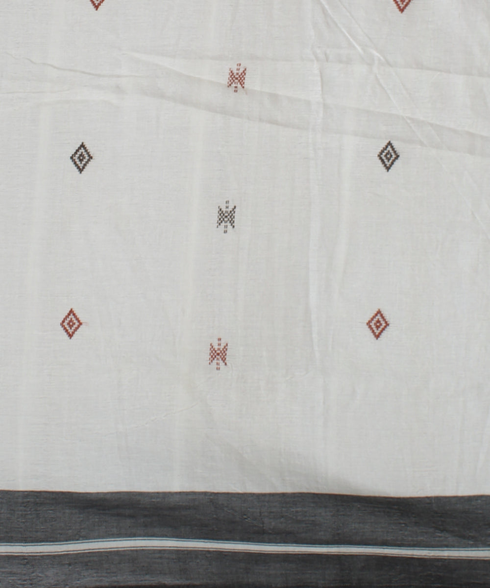 Cream maroon handwoven cotton kotpad saree