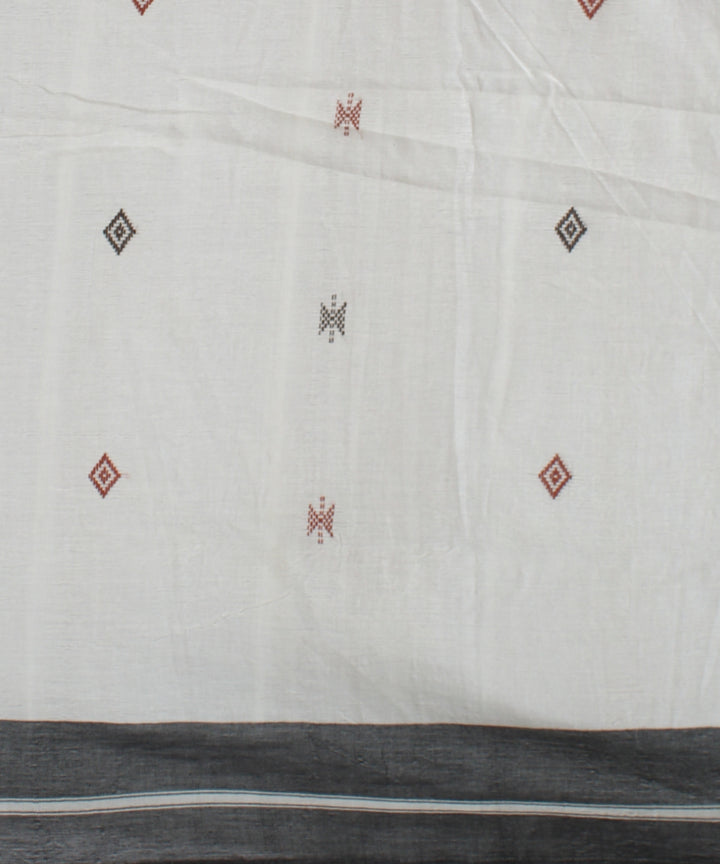 Cream maroon handwoven cotton kotpad saree