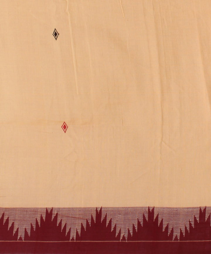 Beige maroon cotton handwoven kotpad saree
