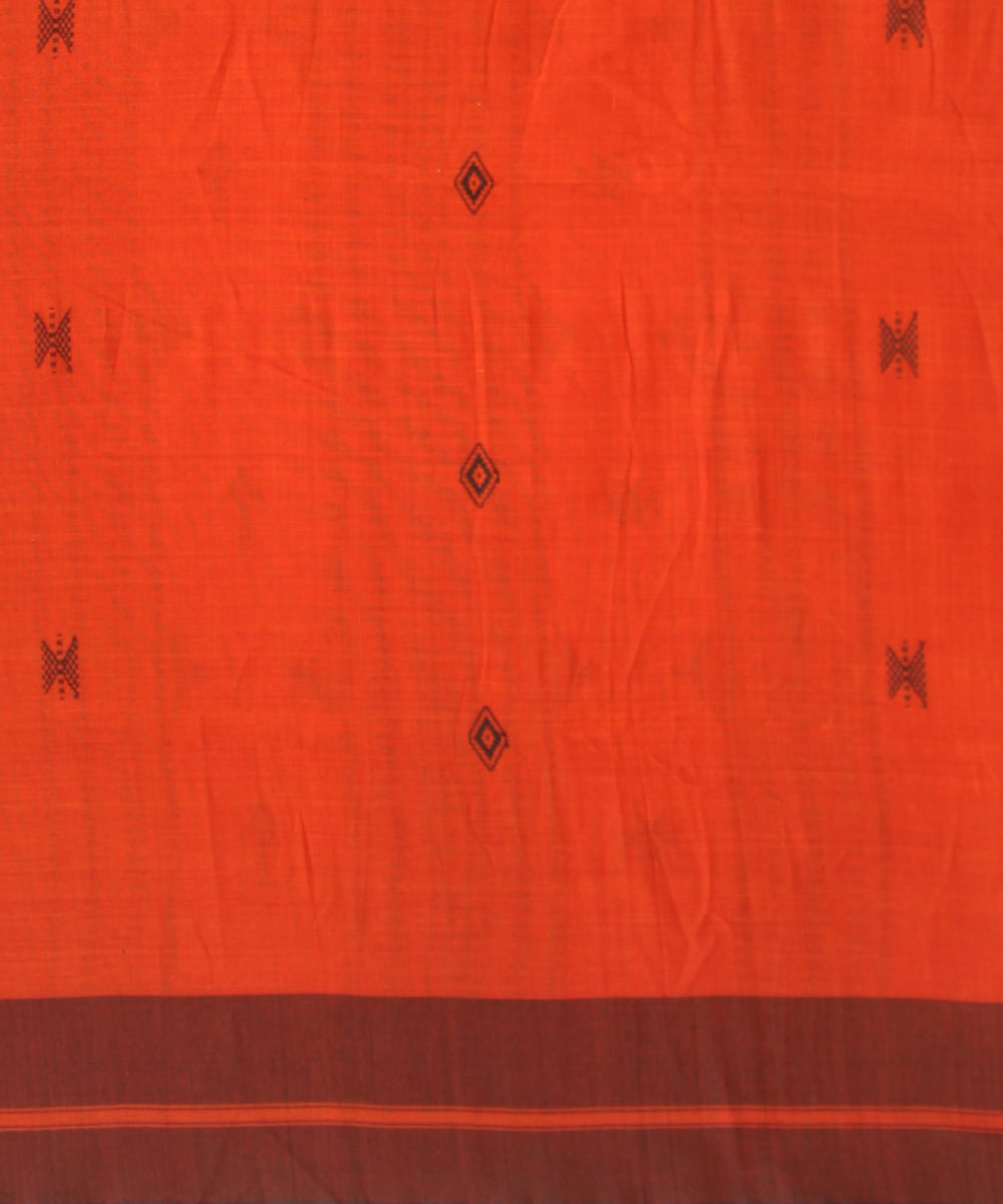 Brown black cotton handwoven kotpad saree