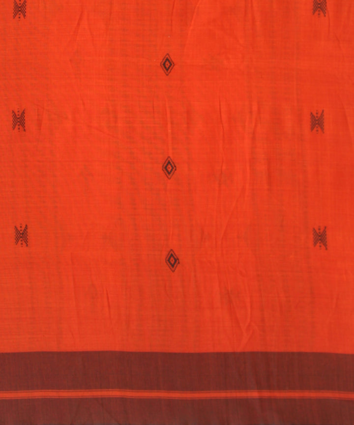 Brown black cotton handwoven kotpad saree