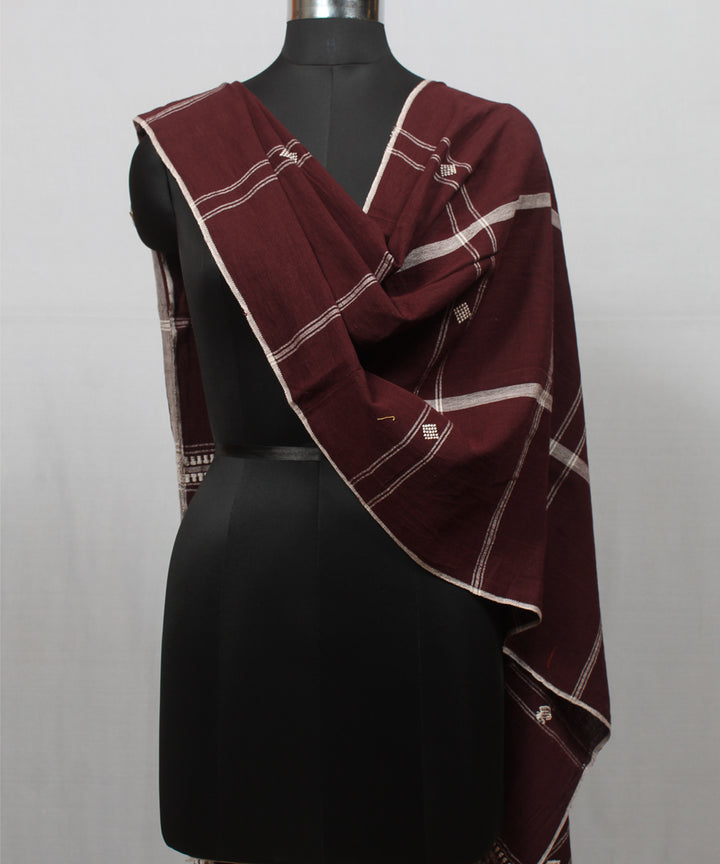 Deep maroon handwoven cotton kotpad dupatta