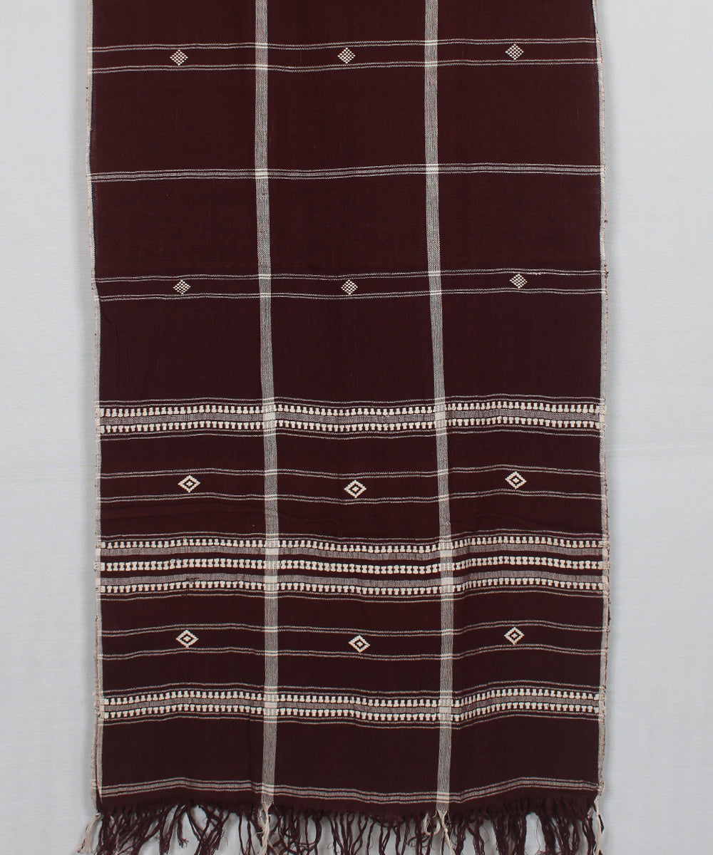 Deep maroon handwoven cotton kotpad dupatta