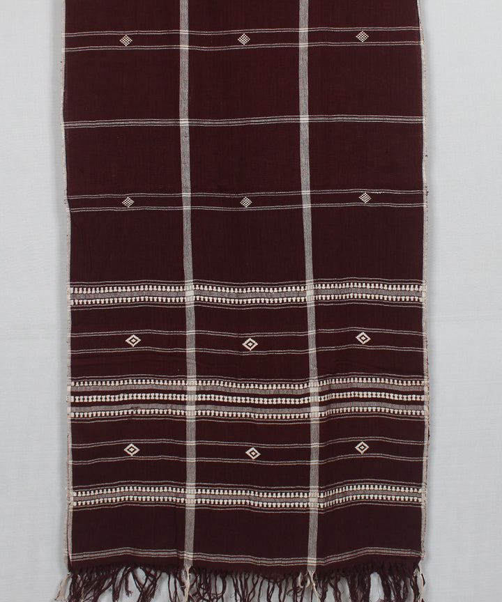 Deep maroon handwoven cotton kotpad dupatta