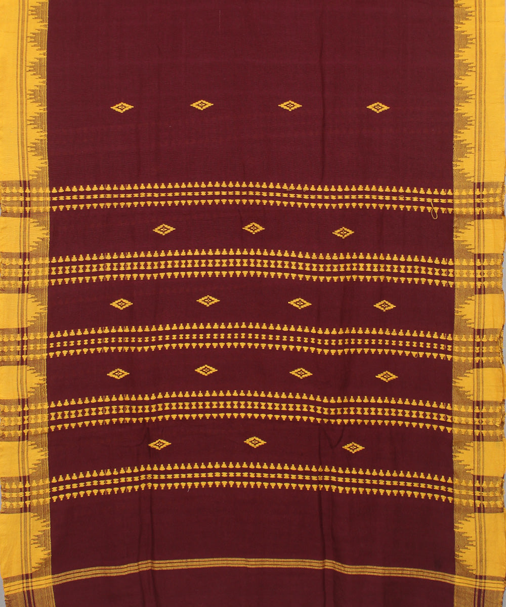 Purple yellow handwoven cotton kotpad dupatta