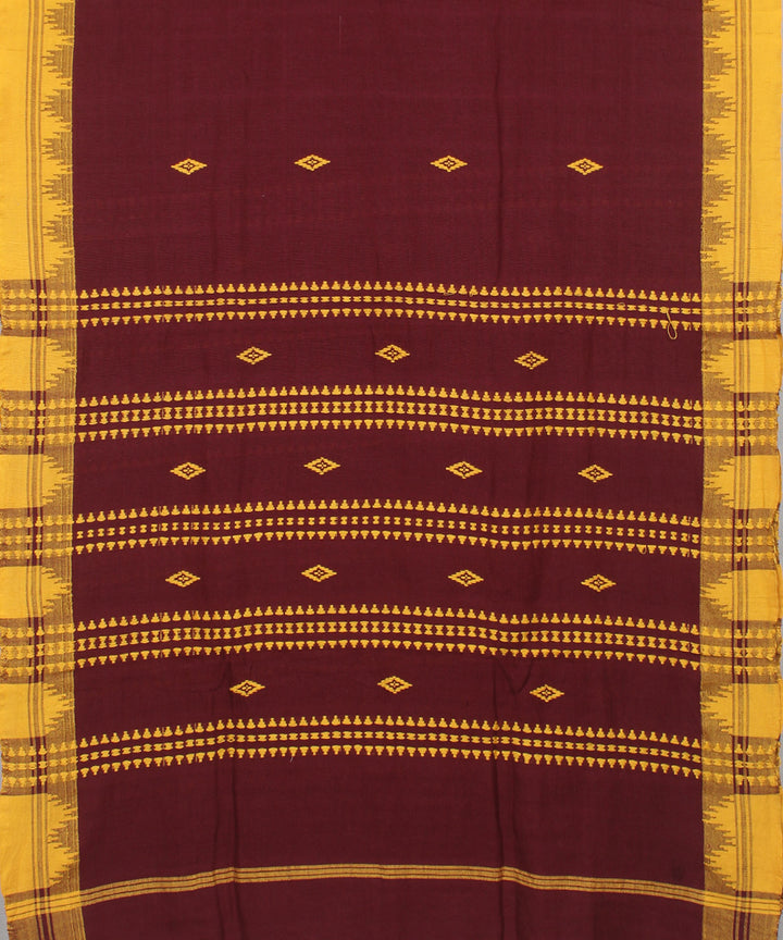 Purple yellow handwoven cotton kotpad dupatta