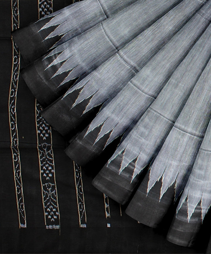 Grey black handwoven gopalpurtussar silk saree