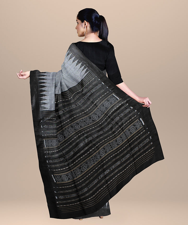 Grey black handwoven gopalpurtussar silk saree