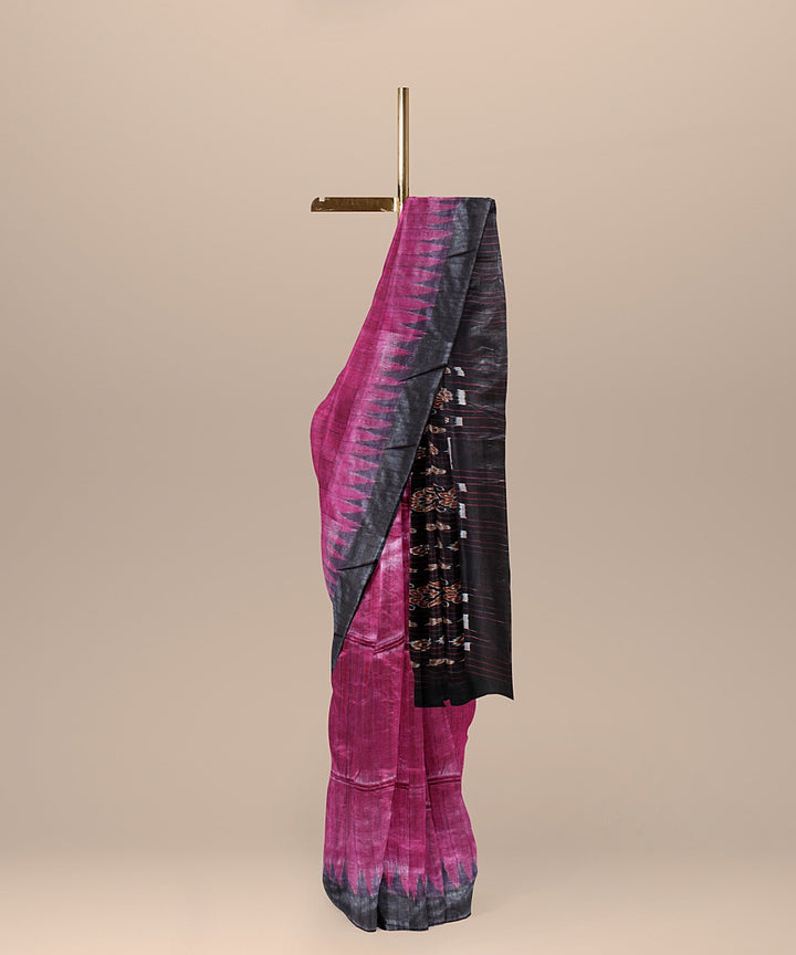 Pink brown handwoven gopalpur tussar silk saree