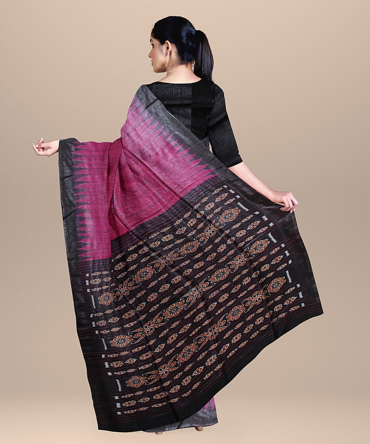 Pink brown handwoven gopalpur tussar silk saree