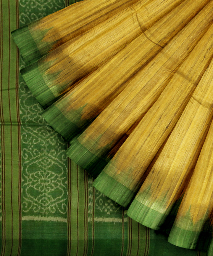 Yellow neon tussar silk handwoven gopalpur saree