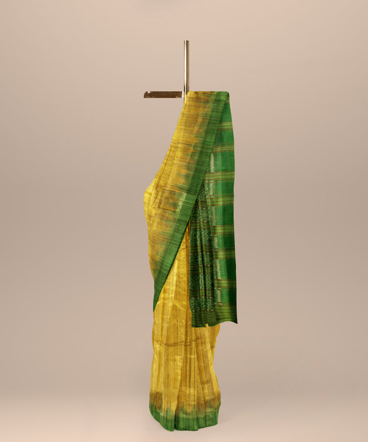 Yellow neon tussar silk handwoven gopalpur saree