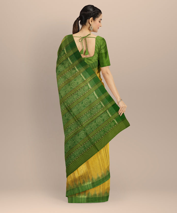 Yellow neon tussar silk handwoven gopalpur saree