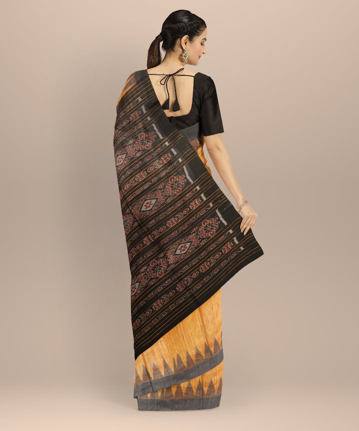 Orange black tussar silk handwoven gopalpur saree