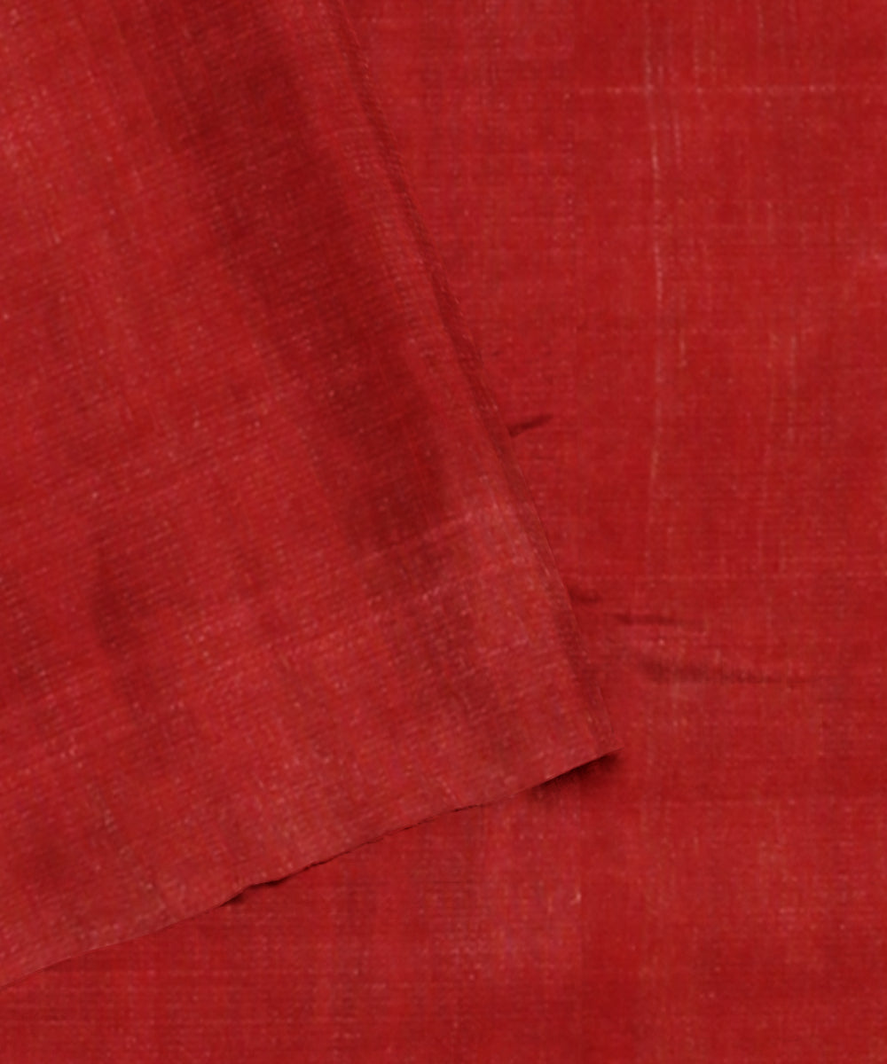 Beige red tussar silk handloom gopalpur saree