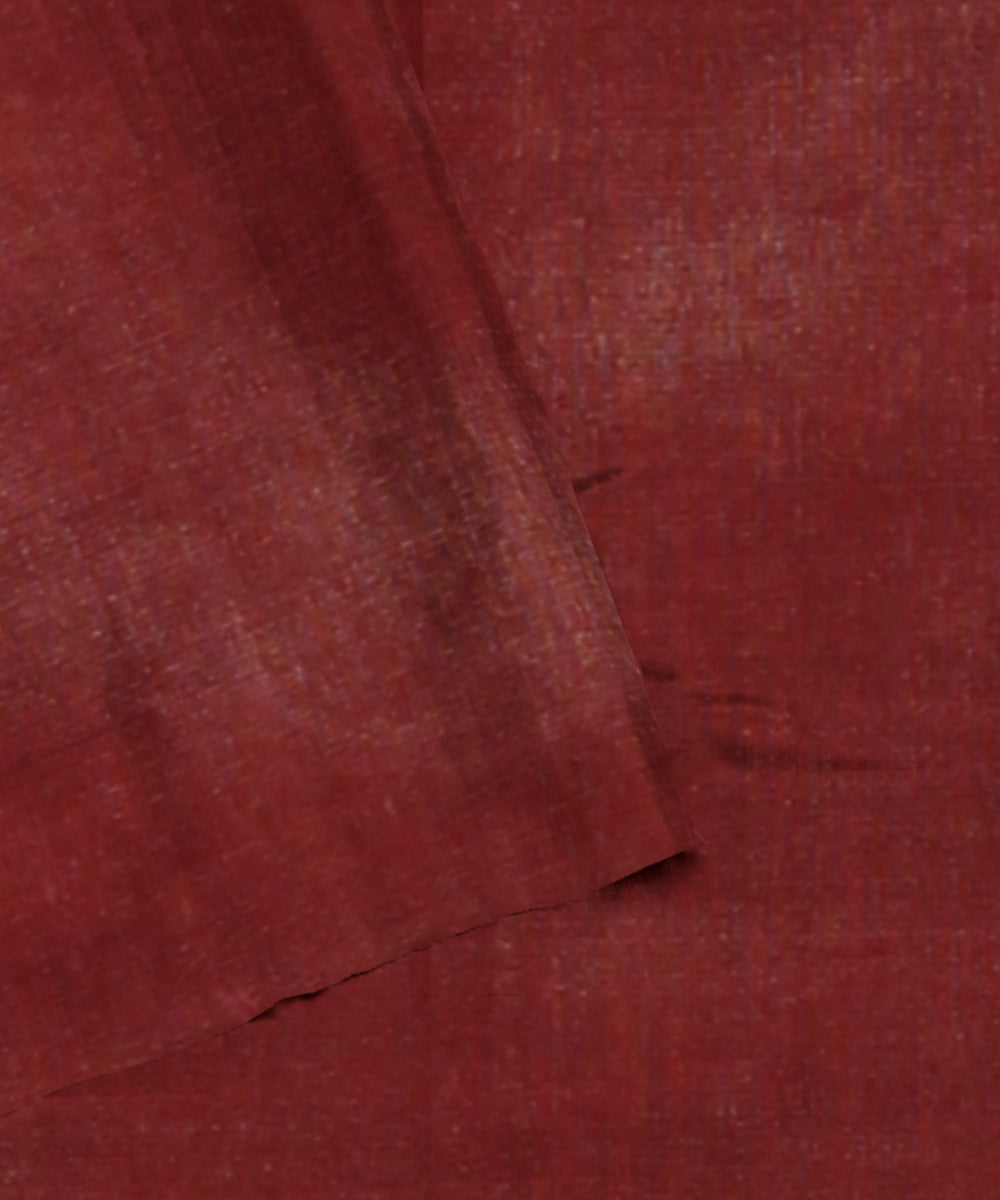 Beige maroon tussar silk handloom gopalpur saree